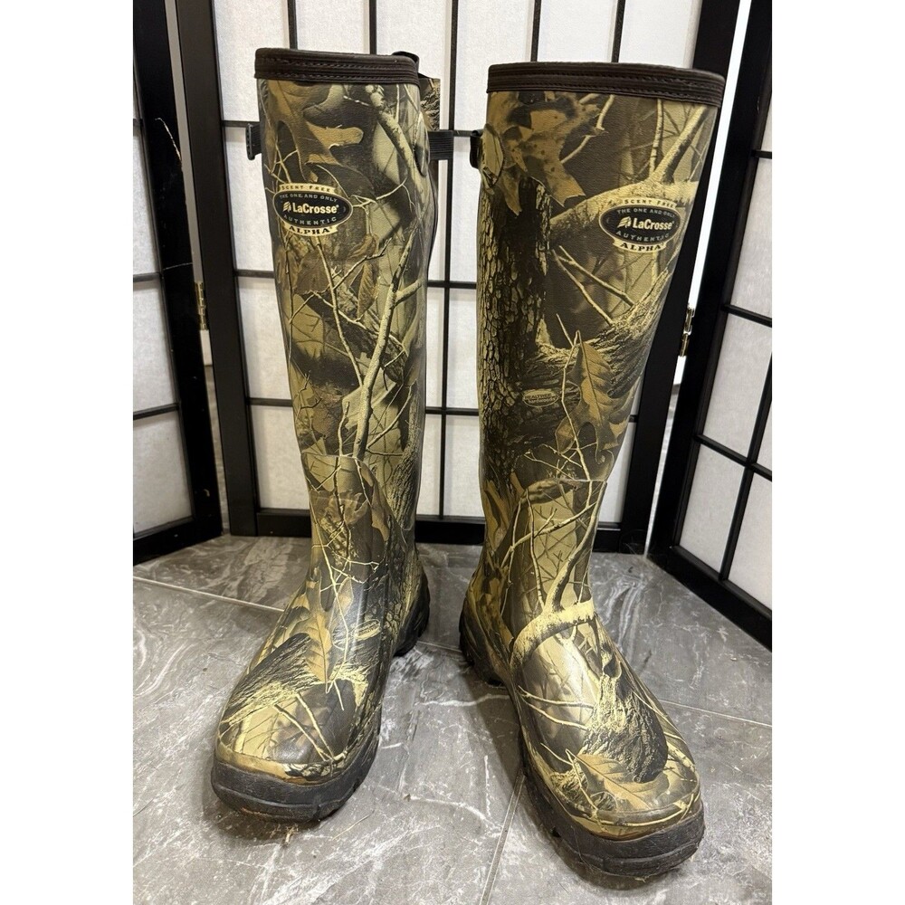 LaCrosse Alpha Authentic Mens Camo Rubber Hunting Boots 200005 Size 9